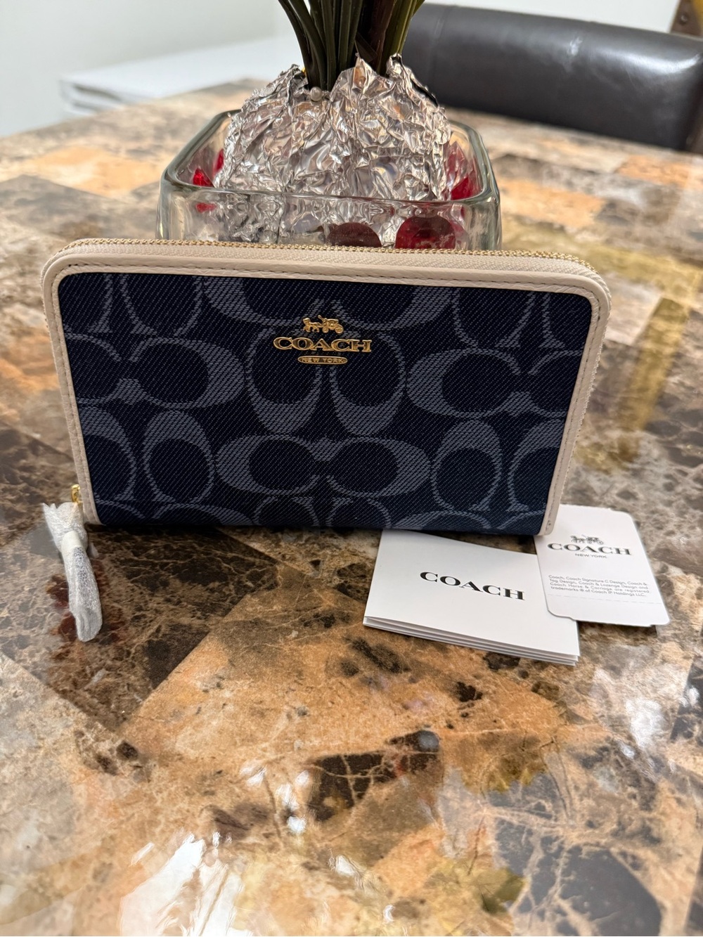 Coach Zip-Around Wallet in Signature Denim Jacquard